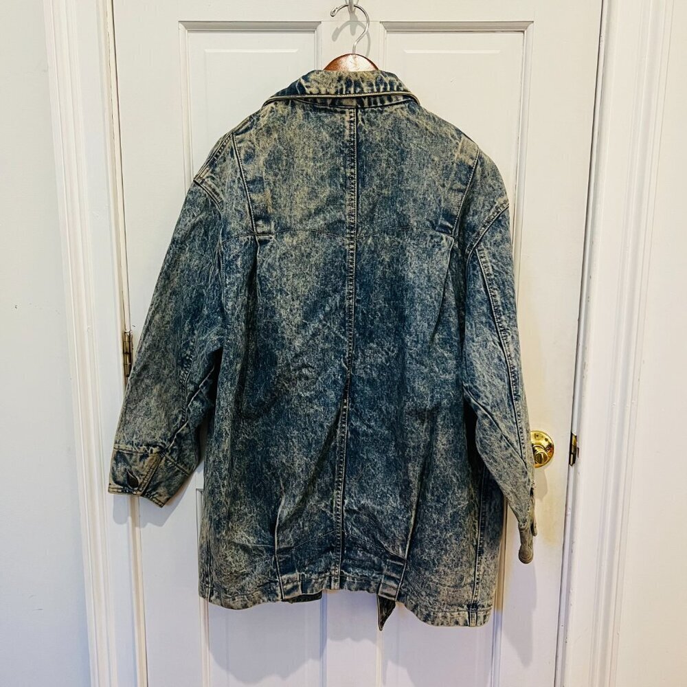 Vintage 80s 90s Denim Jean Jacket Womens Oversize Medium Chore Acid wash - Picture 9 of 16